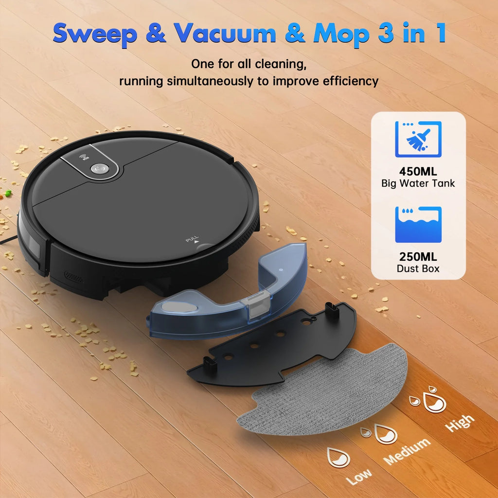ROBOEVO Robot Vacuum Cleaner 2 in 1 Vacuum and Mop Combo 3500Pa, with Alexa/ Wifi Control