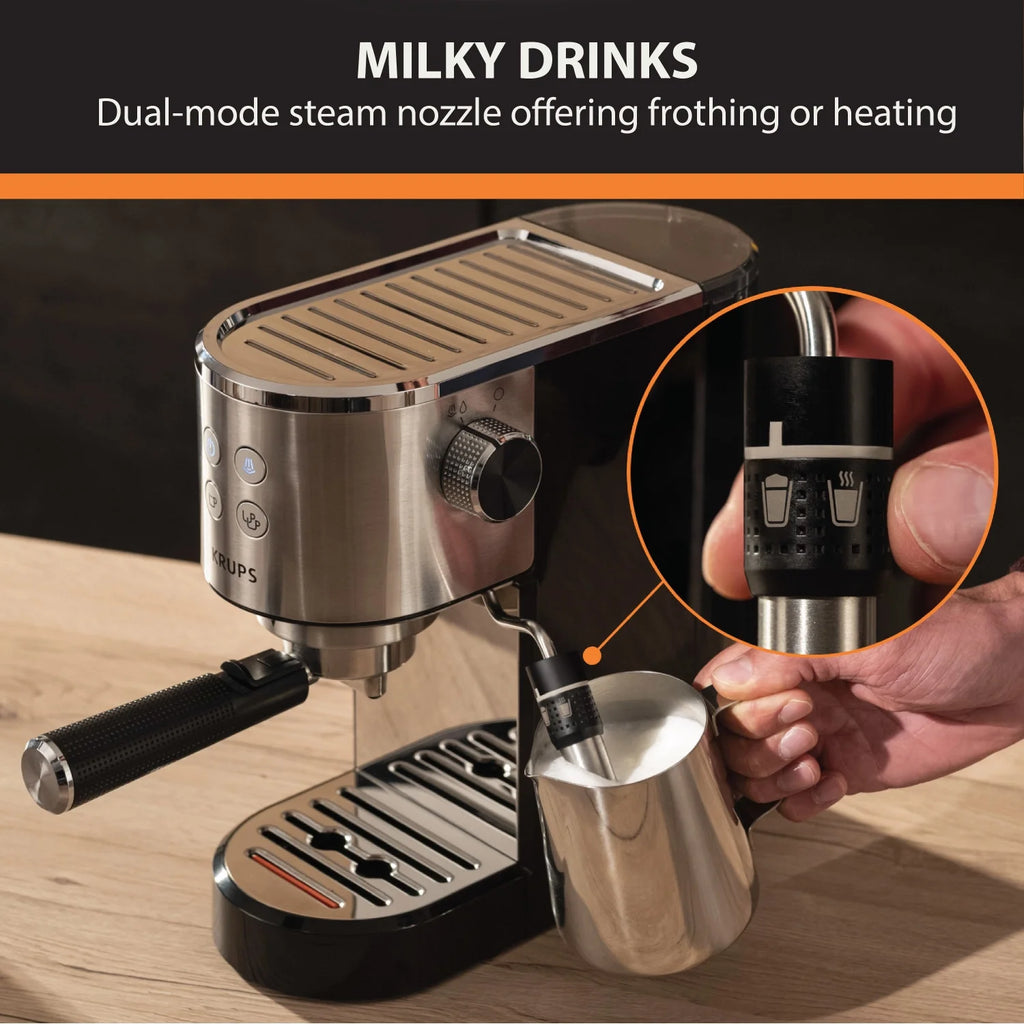 Krups Divine Pump Espresso Maker, Stainless Steel, XP444C50