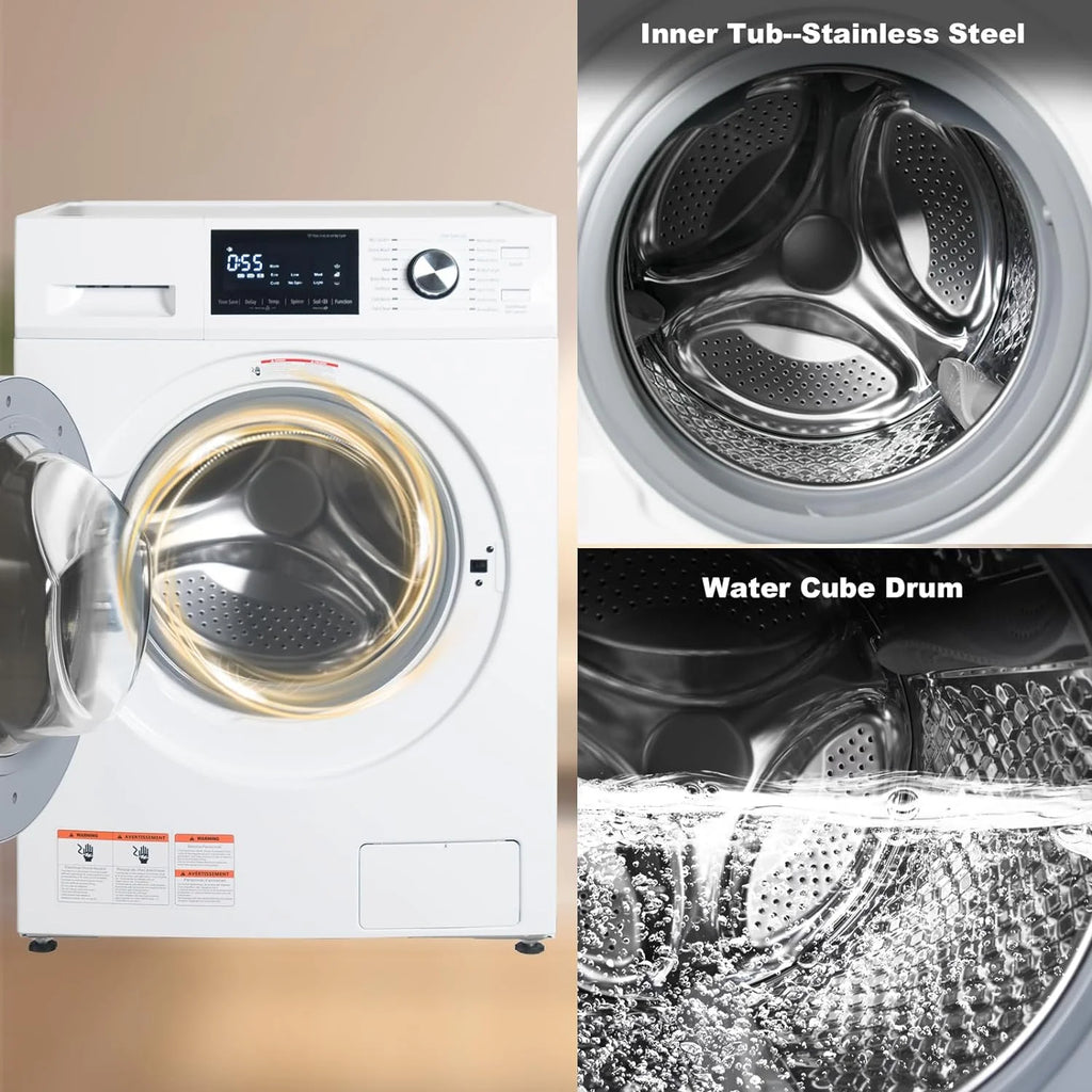 Smad 2.7 Cu ft Compact Front Load Washing Machine with Quiet Inverter Motor, 36 Mins Quick Wash, 12 Washing Programme