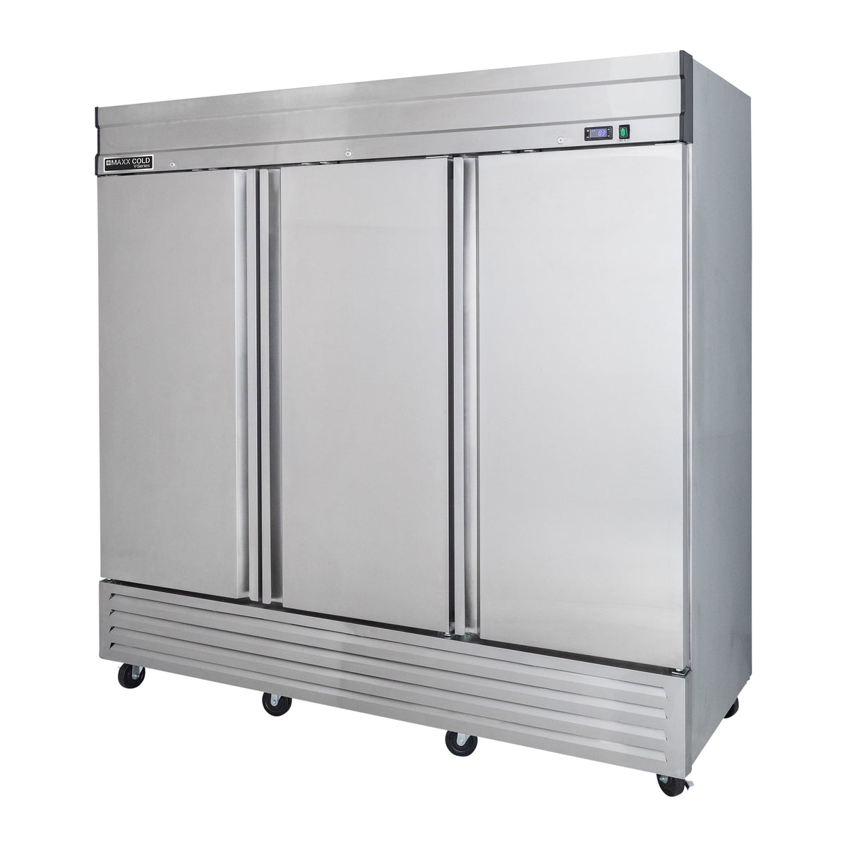 Maxx Cold V-Series 3 Door Reach-In Freezer, Bottom Mount, 81"W, 65 cu. ft. Storage Capacity, in Stainless Steel (MVF-72FDHC)