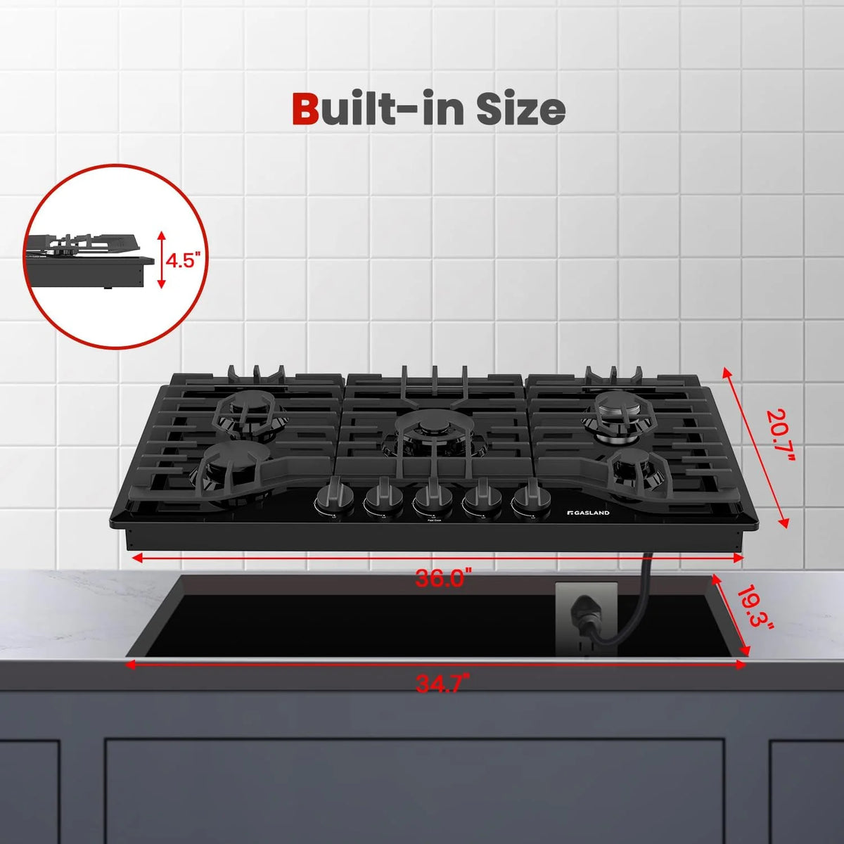 Gasland Chef 36 in. NG/LPG Convertible Gas Cooktop in Porcelain Enamel with 5-Burners