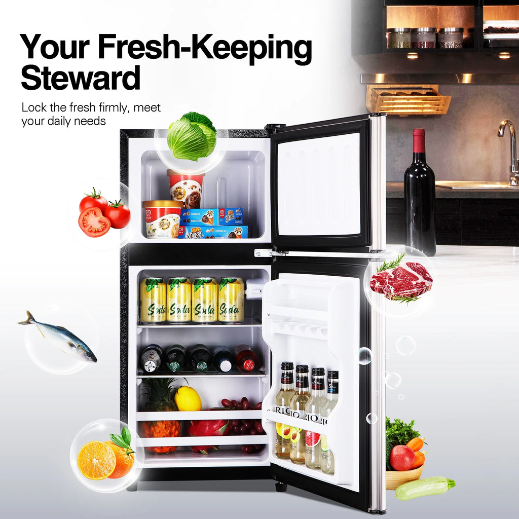 GGTB Retro Compact Two Door Refrigerator, Black, 3.0 Cu ft