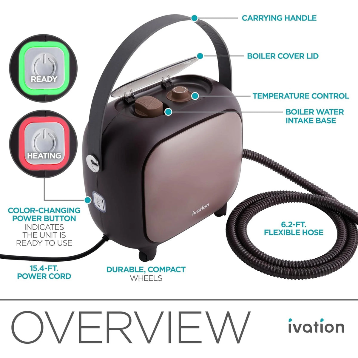 Ivation Steam Cleaner, Powerful Multipurpose Steamer w/ 18 Accessories