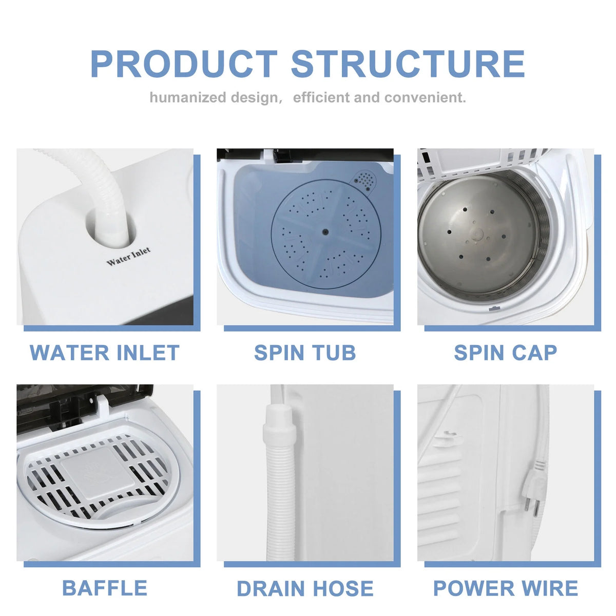 Twin Tub Washing Machine Fast Dryer & Efficient Spin Washer for Small Room