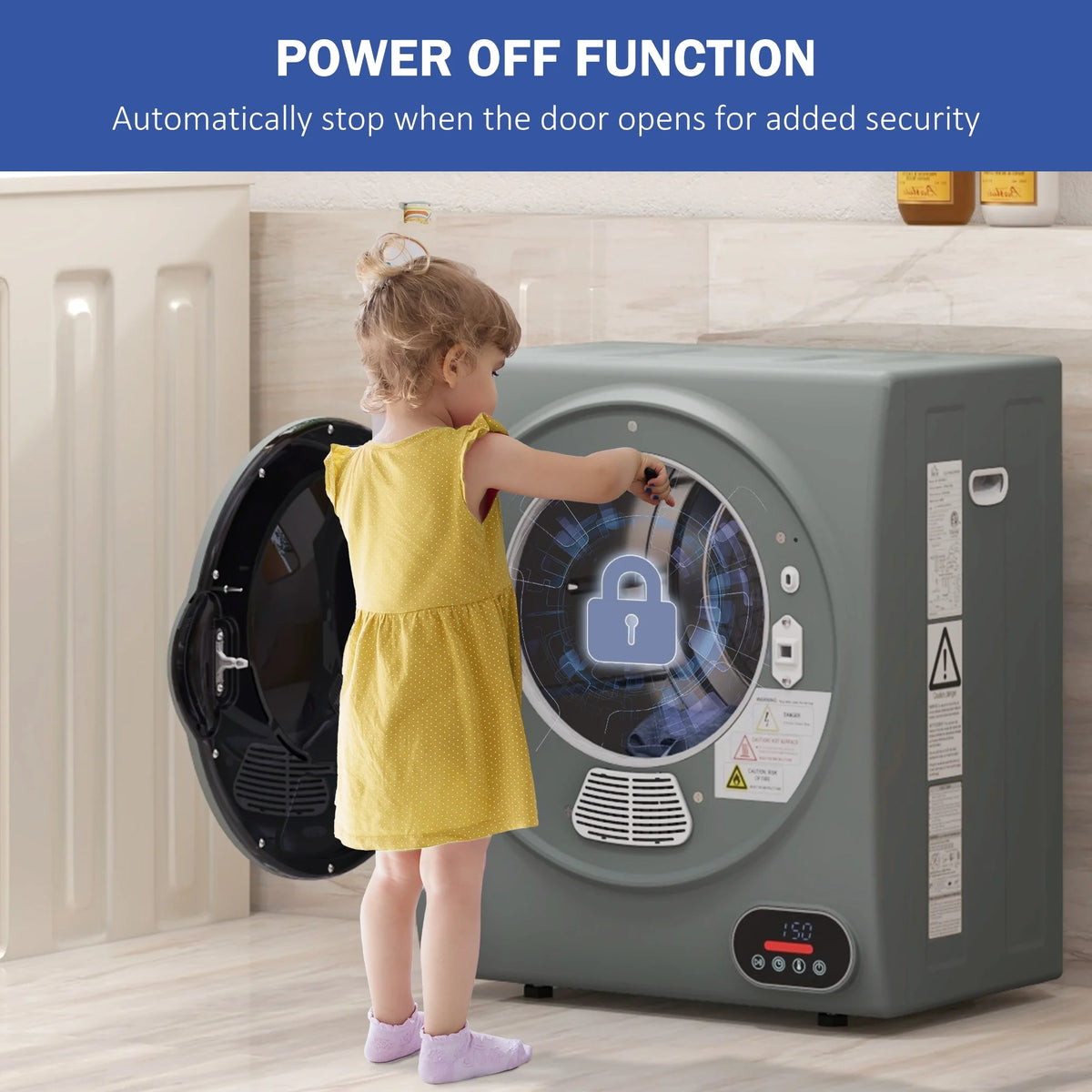 HOMCOM 1.5 cu Ft 120V Charcoal Gray Electric Dryer