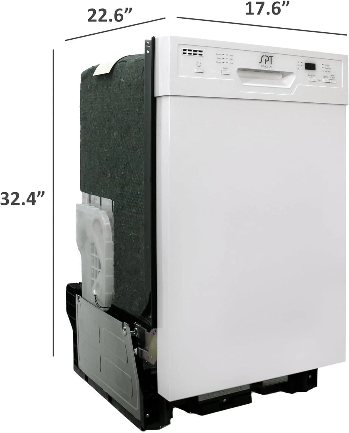 Sunpentown SD-9254WB 18 in. Energy Star Built-In Dishwasher with Heated Drying, White