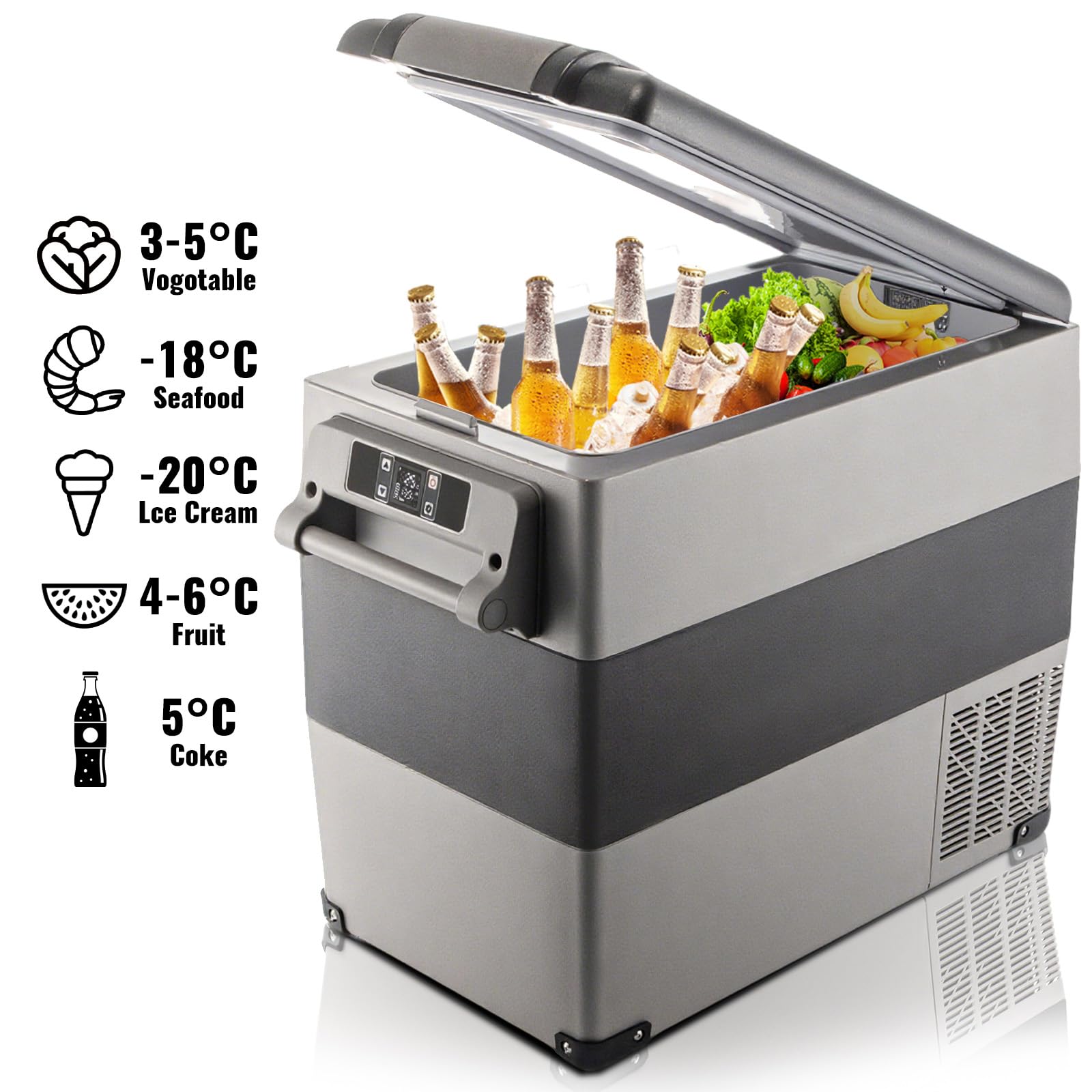 VEVOR Glacière Électrique Voiture, 55 L, Réfrigérateur Portable à Compression, Mini Frigo, 69x34,5x53,1 cm