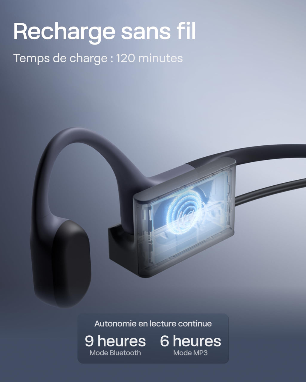 SHOKZ OpenSwim Pro Casque à Conduction osseuse, 9 h d’autonomie - Gris