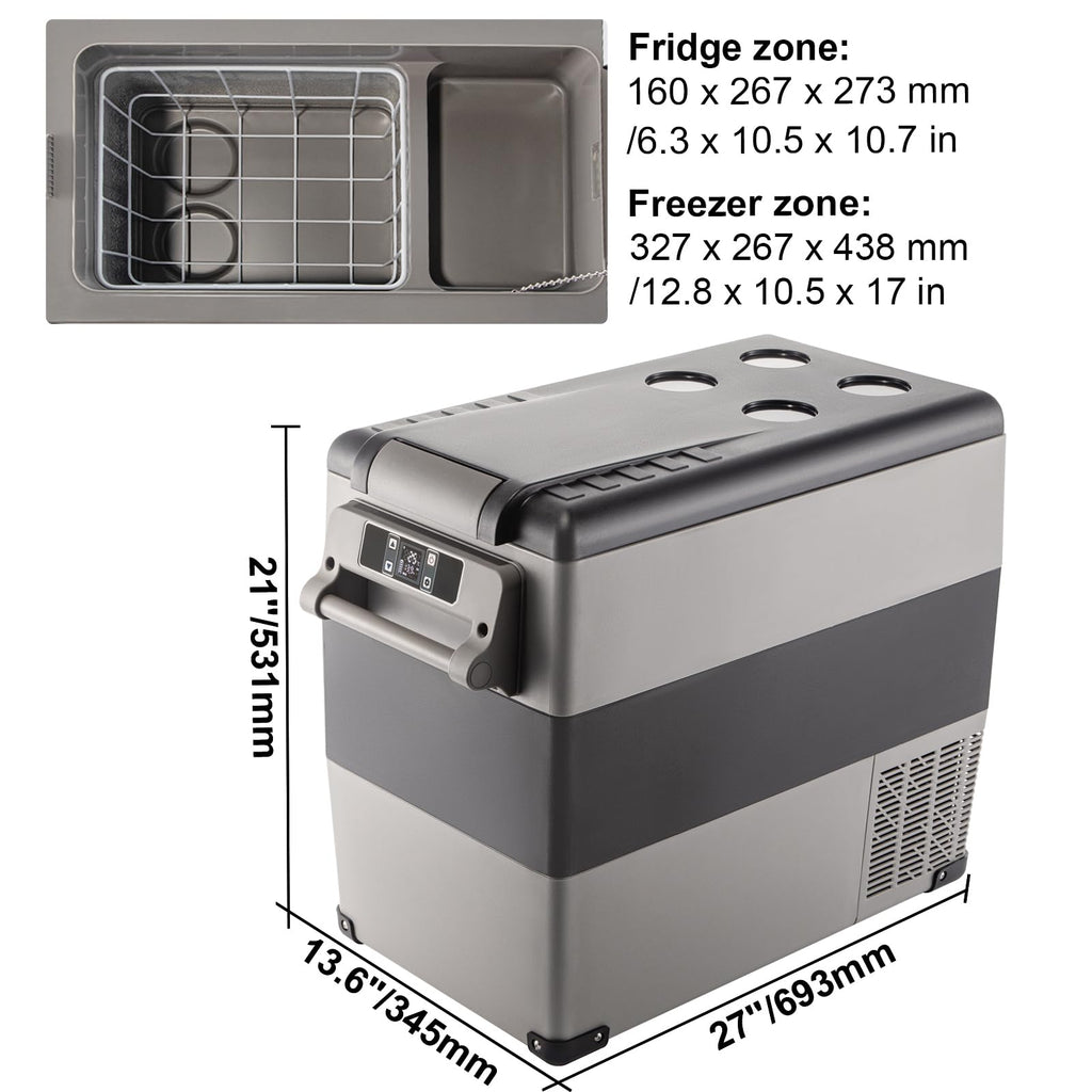 VEVOR Glacière Électrique Voiture, 55 L, Réfrigérateur Portable à Compression, Mini Frigo, 69x34,5x53,1 cm