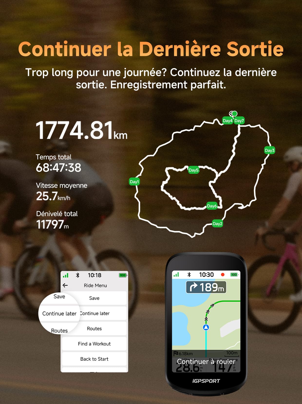 iGPSPORT BSC500 Compteur Velo sans Fil, Tactile 3,3" Map Vocale Navigation
