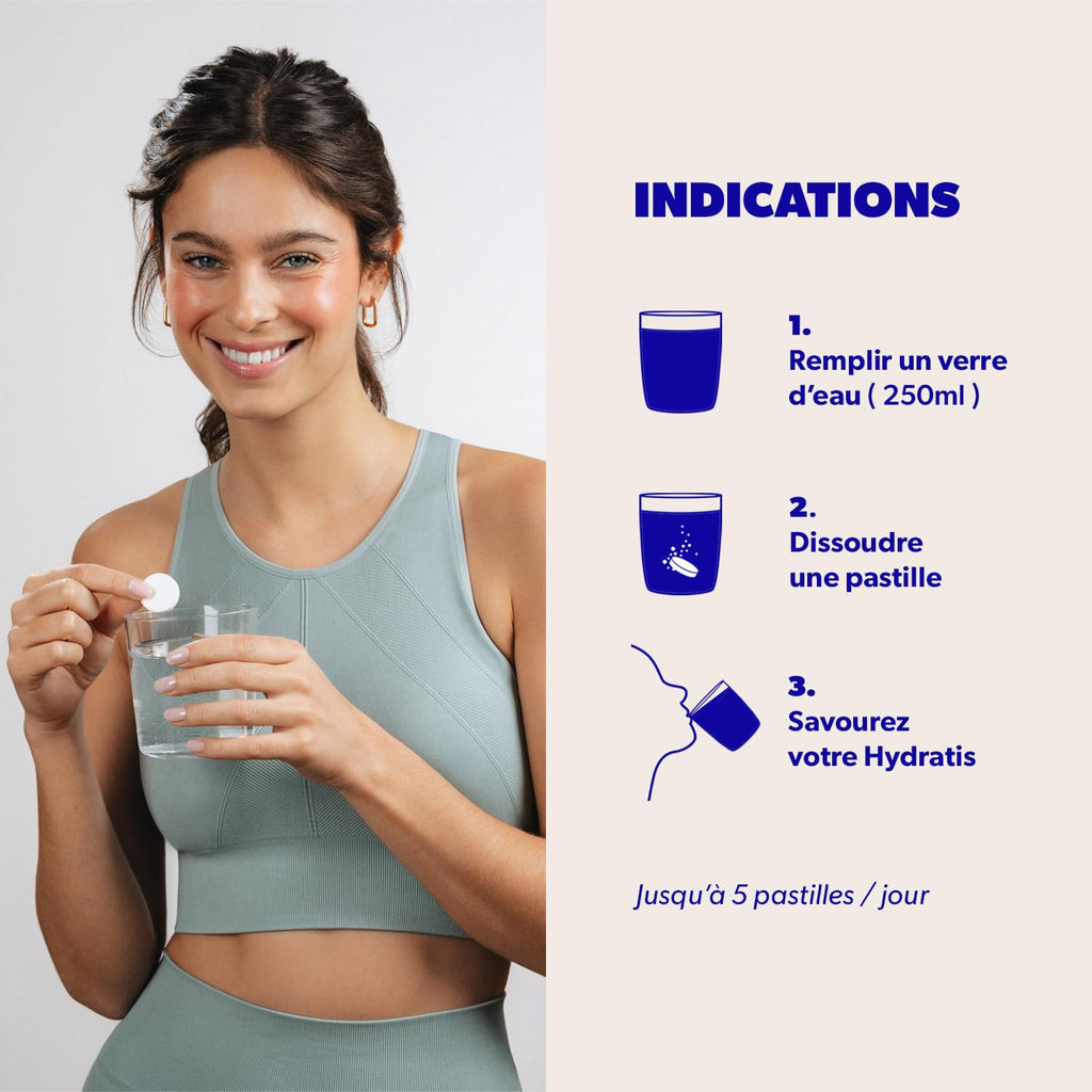 HYDRATIS - Pastilles Hydratation Electrolytes - Mix Fruits des Bois + Pêche + Citron/Sureau - Améliore l'Hydratation et Favorise l'Énergie - Sport, Récupération - 3 tubes (60 Pastilles)