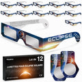 Keyaluo Lunettes eclipse solaire,approuvées AAS 2026, lot de 12 lunettes pour eclipse solaire pour une observation directe du soleil - Certifiées ISO 12312-2:2015(E) & CE