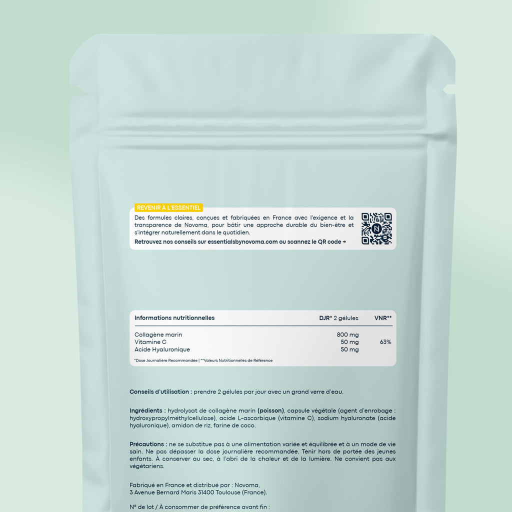 Collagene Marin + Acide Hyaluronique + Vitamine C, 120 Gélules - 2 Mois