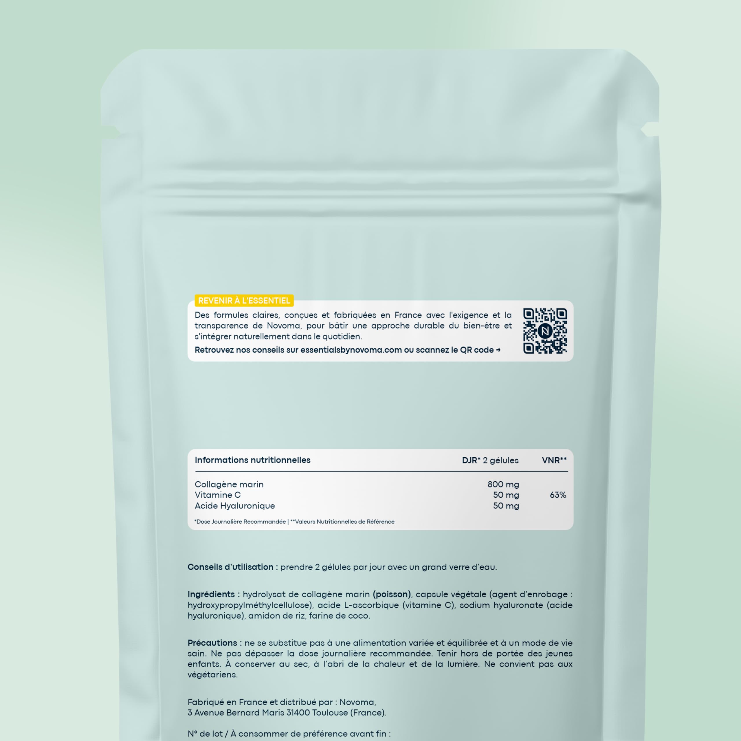 Collagene Marin + Acide Hyaluronique + Vitamine C, 120 Gélules - 2 Mois