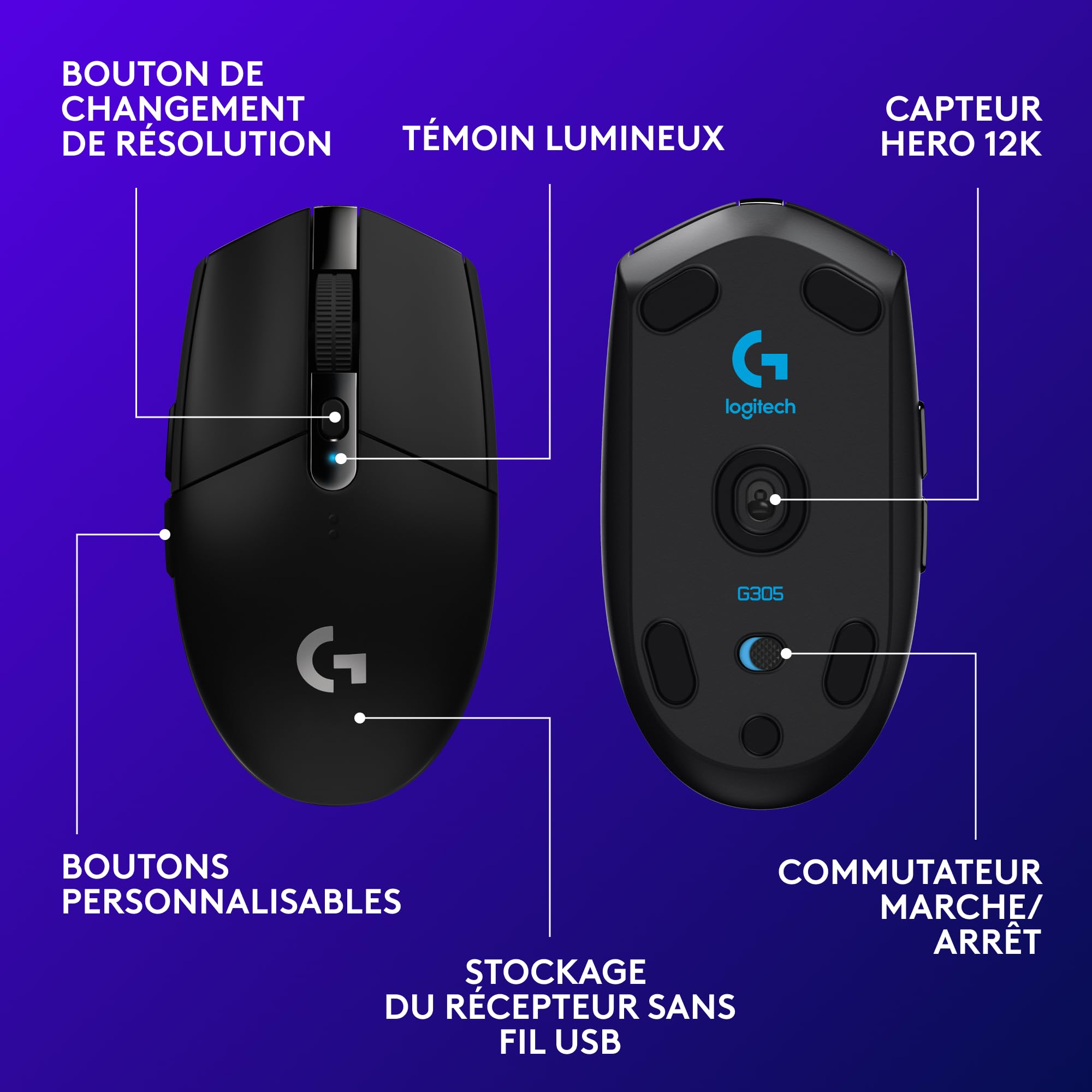 Logitech G G305 LIGHTSPEED Souris Gamer sans Fil