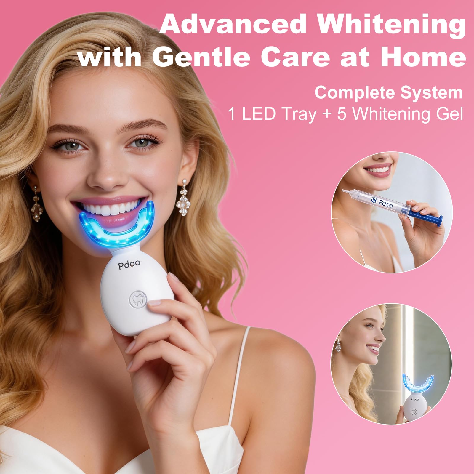 Kit Blanchiment Dentaire Professionnel LED - 5 Gels PAP 3ml - Goût Menthe Fraîche