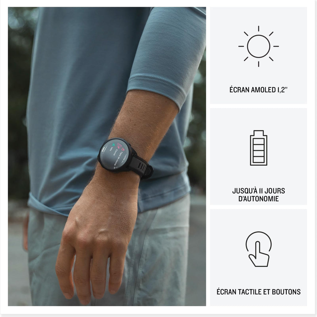 Garmin Forerunner 165, Montre GPS connectée de Running, Blanc/Gris, 43mm