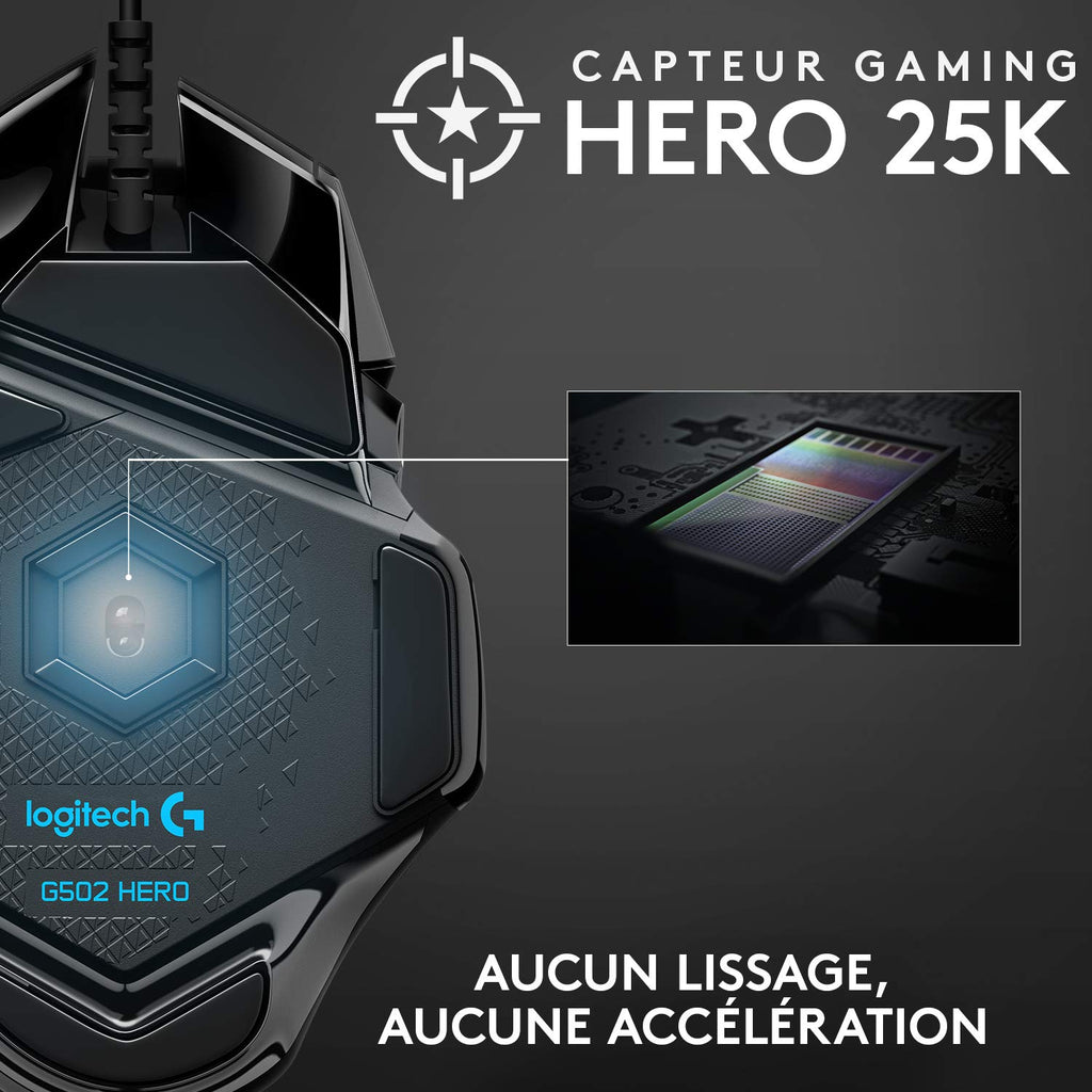 Logitech G G502 HERO Souris Gamer Filaire Haute Performance