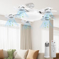 Roadtime Ceiling Fan with LED Light, Foldable 5 Blades Drone Type E27 80W, 3 Speed, Adjustable Lighting 3000-6500K, Remote Control, Timer, Silent Ø54 cm for Bedroom, Living Room, Kitchen
