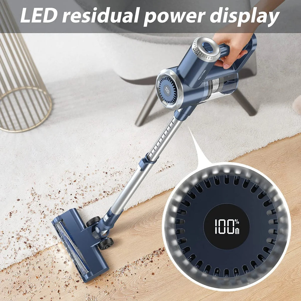 PrettyCare Cordless Vacuum Cleaner, 6-in-1 Lightweight Stick Vacuum,Self-Stand,Deep-Blue,W200-DB