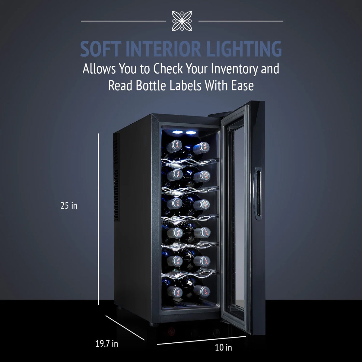 Ivation 12 Bottle Single Door Thermoelectric Freestanding Wine Cooler/Fridge