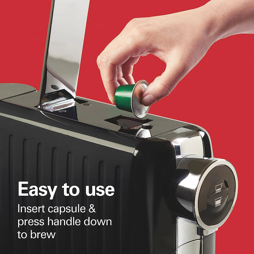 Hamilton Beach Espresso Maker, Compatible with Nespresso??* original capsules, Black with Chrome Accents, 40726