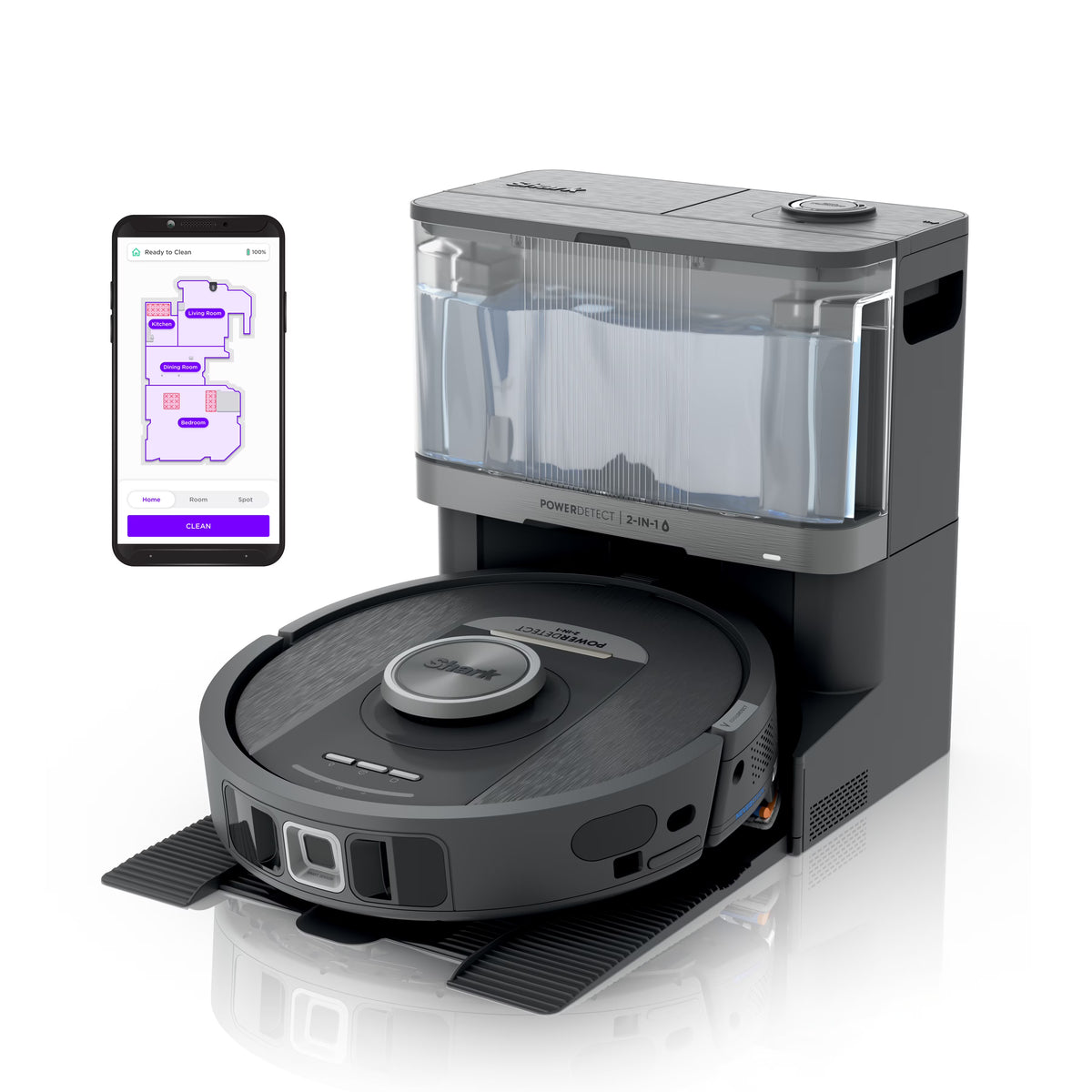 Shark PowerDetect? NeverTouch? Robot Vacuum and Mop, Self-Empty & Self-Refill, Bagless, 60-Day Debris Capacity HEPA Base, 30-Day Capacity Refill Tank, Pad Dry, RV2820YE