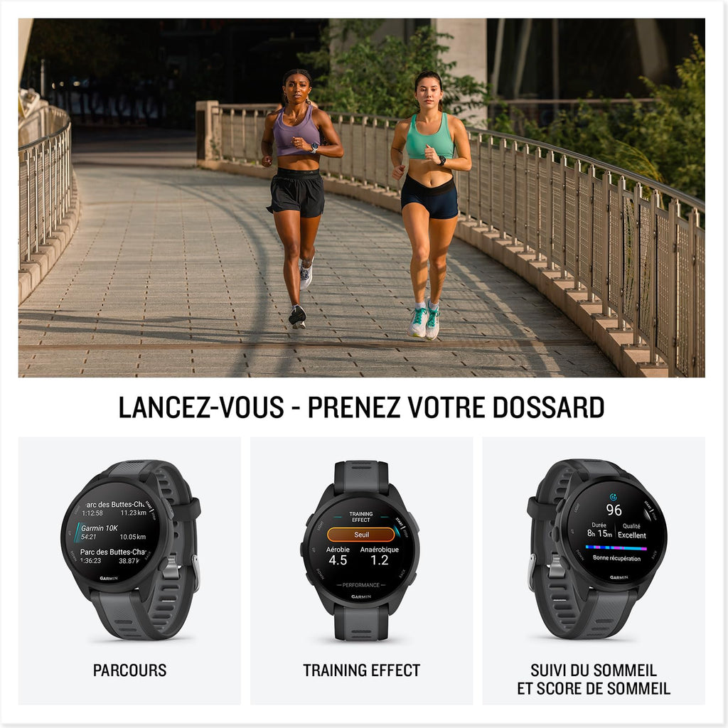 Garmin Forerunner 165, Montre GPS connectée de Running, Blanc/Gris, 43mm
