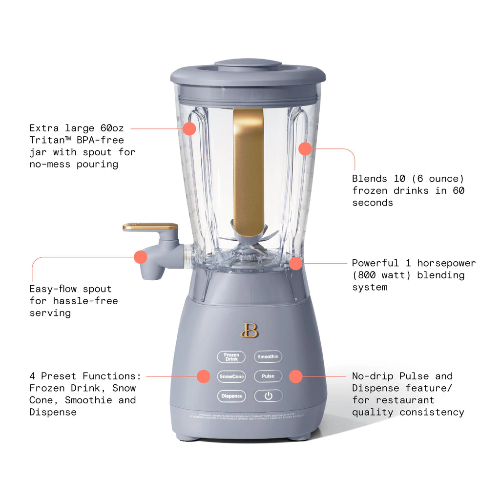 Beautiful Slush Crush 60 oz 4-Speed Frozen Drink Maker, White Icing by Drew Barrymore