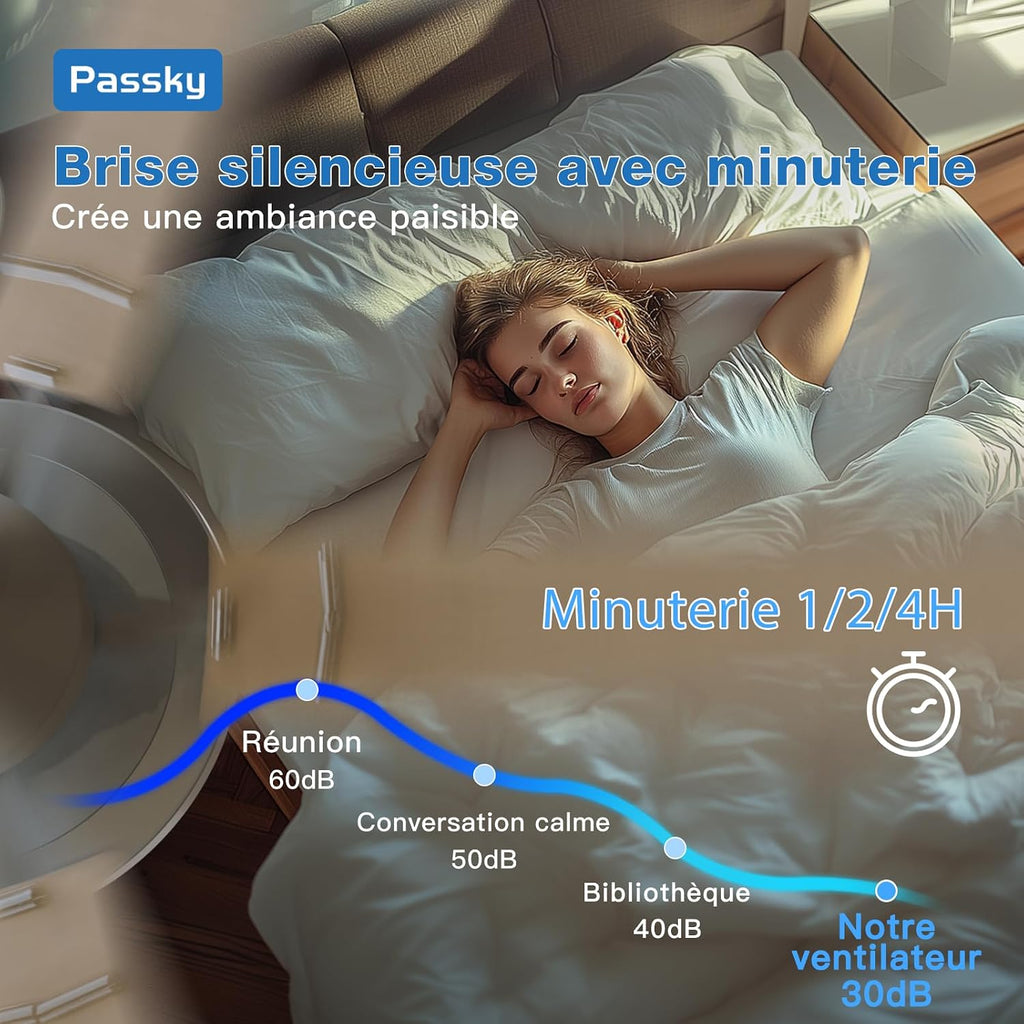 Passky Ceiling Fan 52 Inch with Lighting and Remote Control, Silent DC Motor, 5 Blades, 6 Speed, 3 Color Temperatures, Timer, White