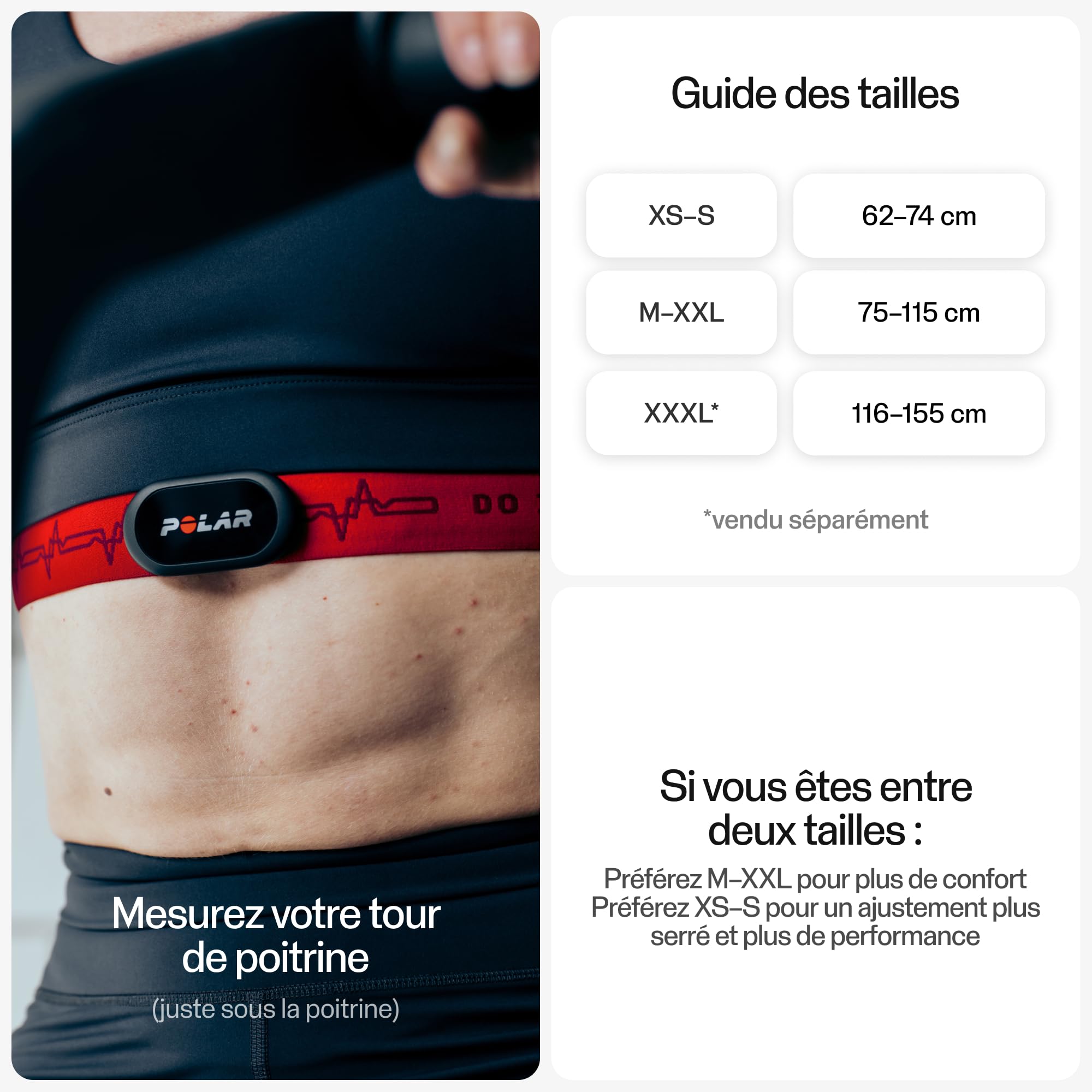 Polar H10 M-XXL Capteur de Fréquence Cardiaque Bluetooth & Ant+