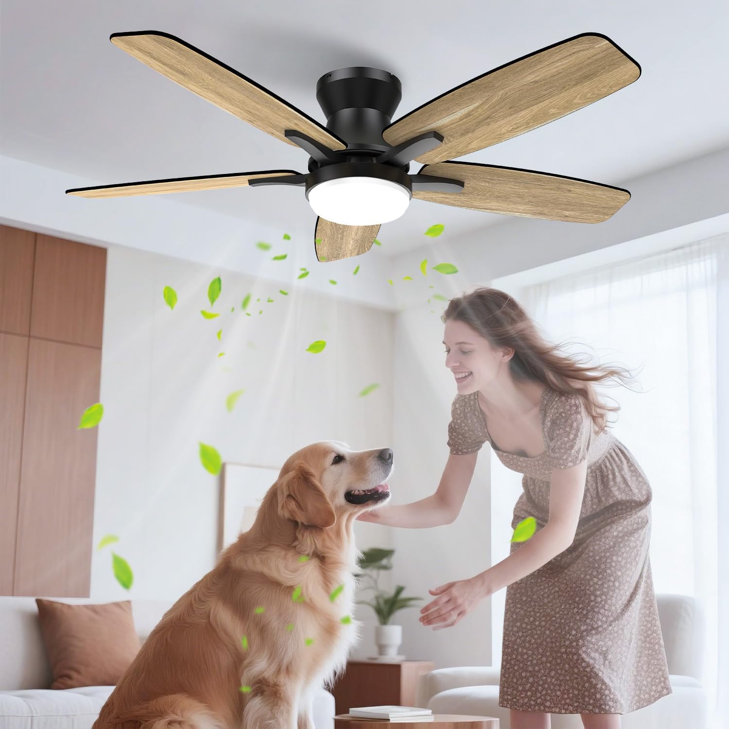 Airwit 106 cm Ceiling Fan with Light Double Sided Blade, Silent LED Ceiling Fan with Remote Control and Reversible DC Motor for Bedroom, Living Room, Kitchen