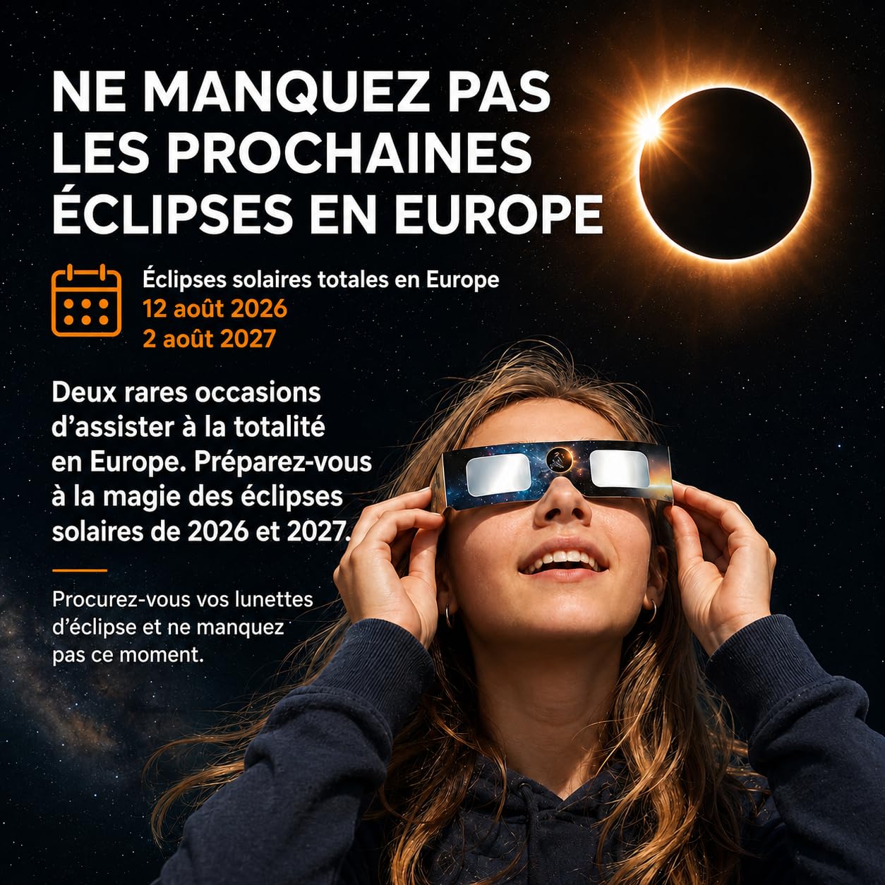 Keyaluo Lunettes eclipse solaire,approuvées AAS 2026, lot de 12 lunettes pour eclipse solaire pour une observation directe du soleil - Certifiées ISO 12312-2:2015(E) & CE