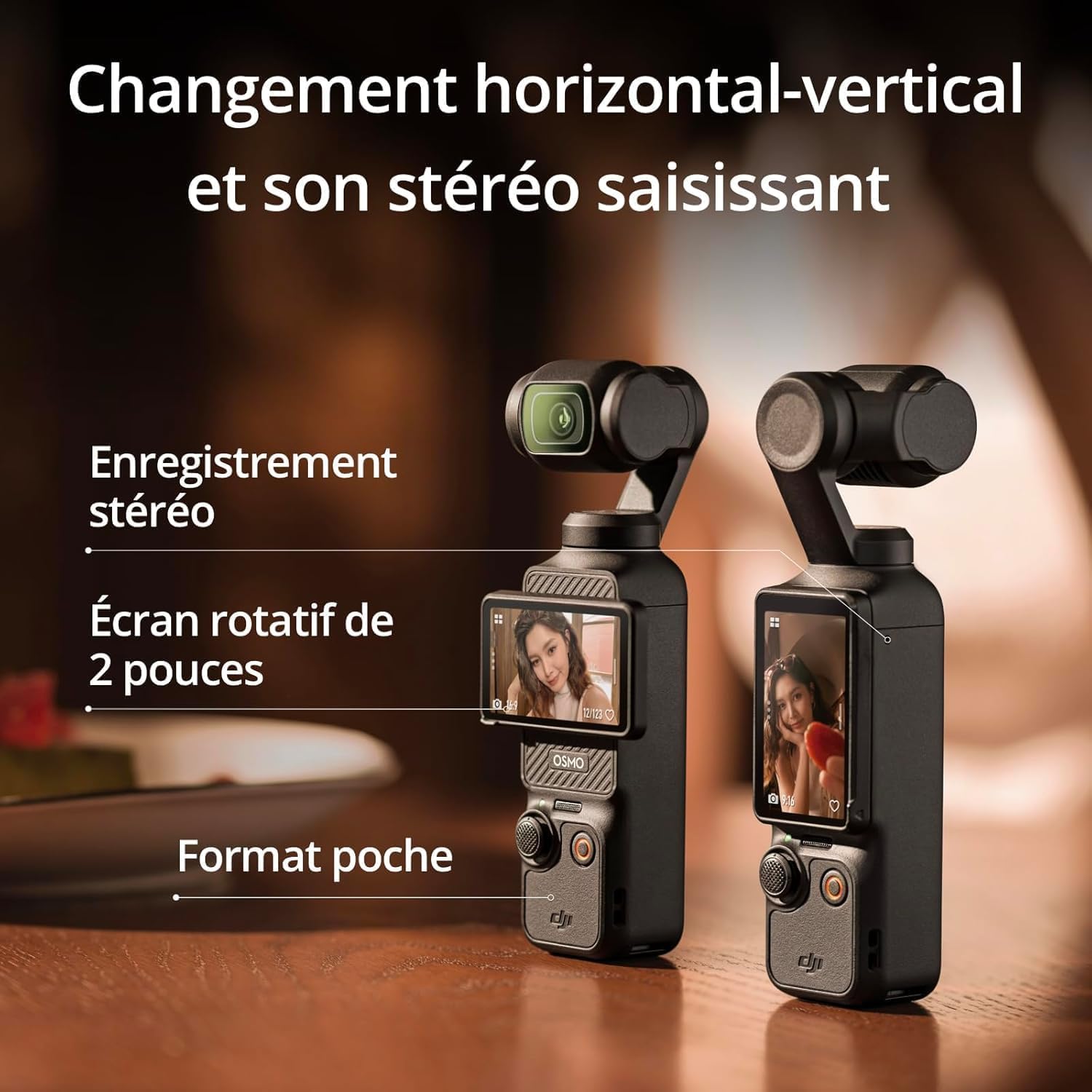 Dji Osmo Pocket 3, Caméra Vlogging CMOS 1'' et Vidéo 4k/120 Ips