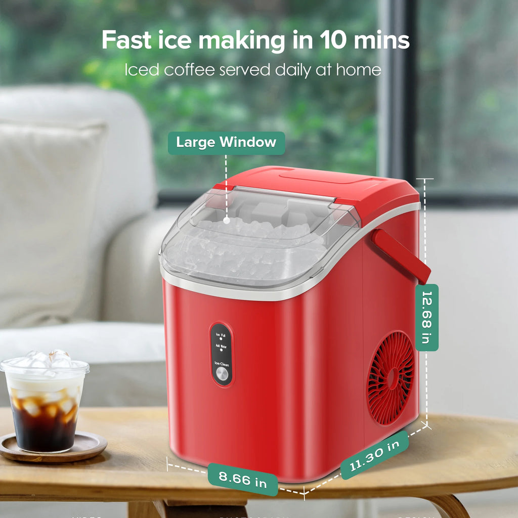 KISSAIR Nugget Ice Maker Countertop with Soft Chewable Pellet Ice, Portable Ice Machine with Handle, 35lbs/24H, Grey