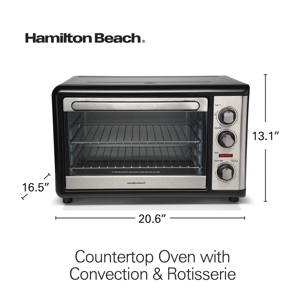 Hamilton Beach Countertop Toaster Oven with Convection & Rotisserie, Extra Large Capacity, Black