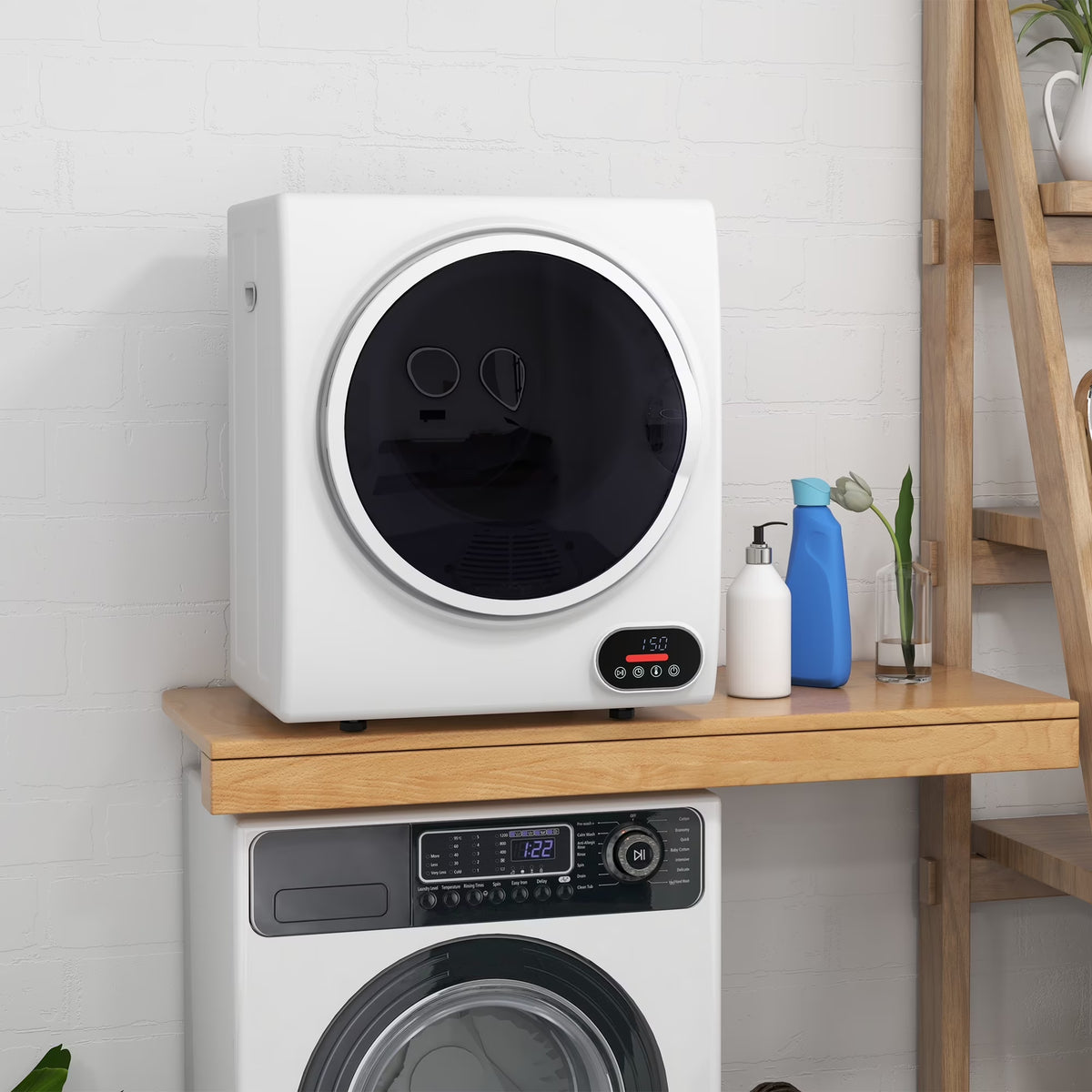 HOMCOM 1.5 cu Ft 120V Charcoal Gray Electric Dryer