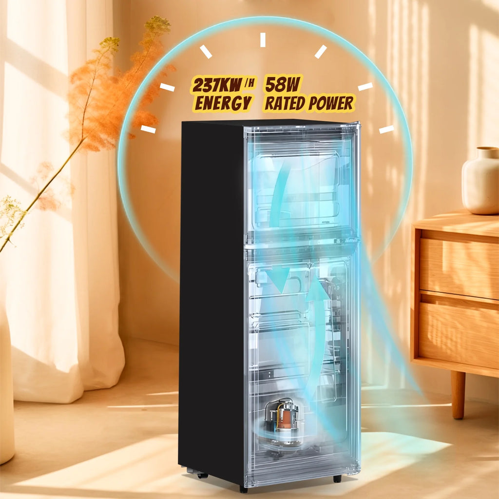 Tacool Small Mini Fridge with Top Freezer Compact Refrigerator Dual Door with Adjustable Thermostat Black for Home New