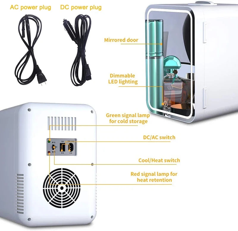 8L Large Capacity Mini Cosmetic Refrigerator Mirror Cosmetic Refrigerator Portable Cosmetic Electric Cooler Cosmetic Mirror Cosmetic Tool