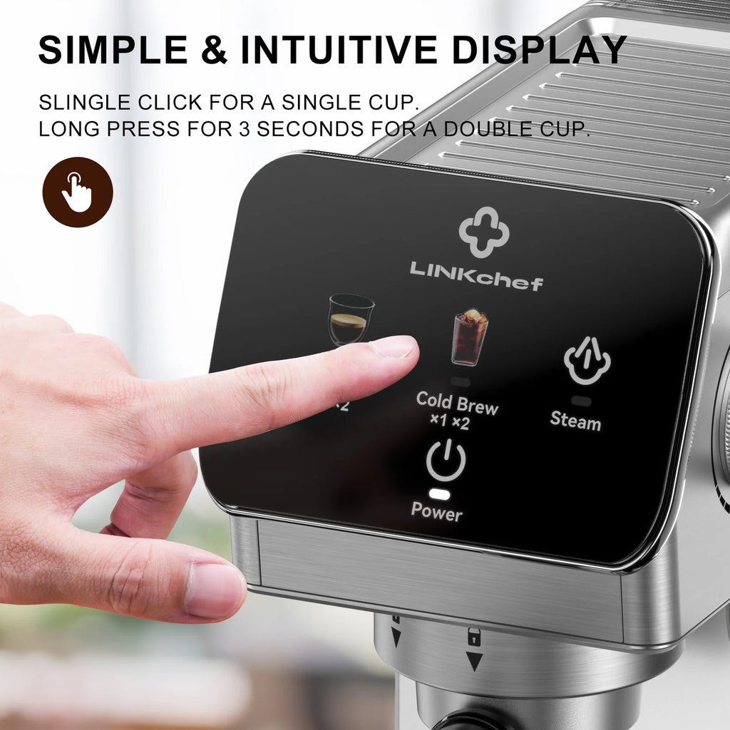 LINKChef Espresso Machine 20 Bar, Professional Espresso Maker with Milk Frother Steam Wand