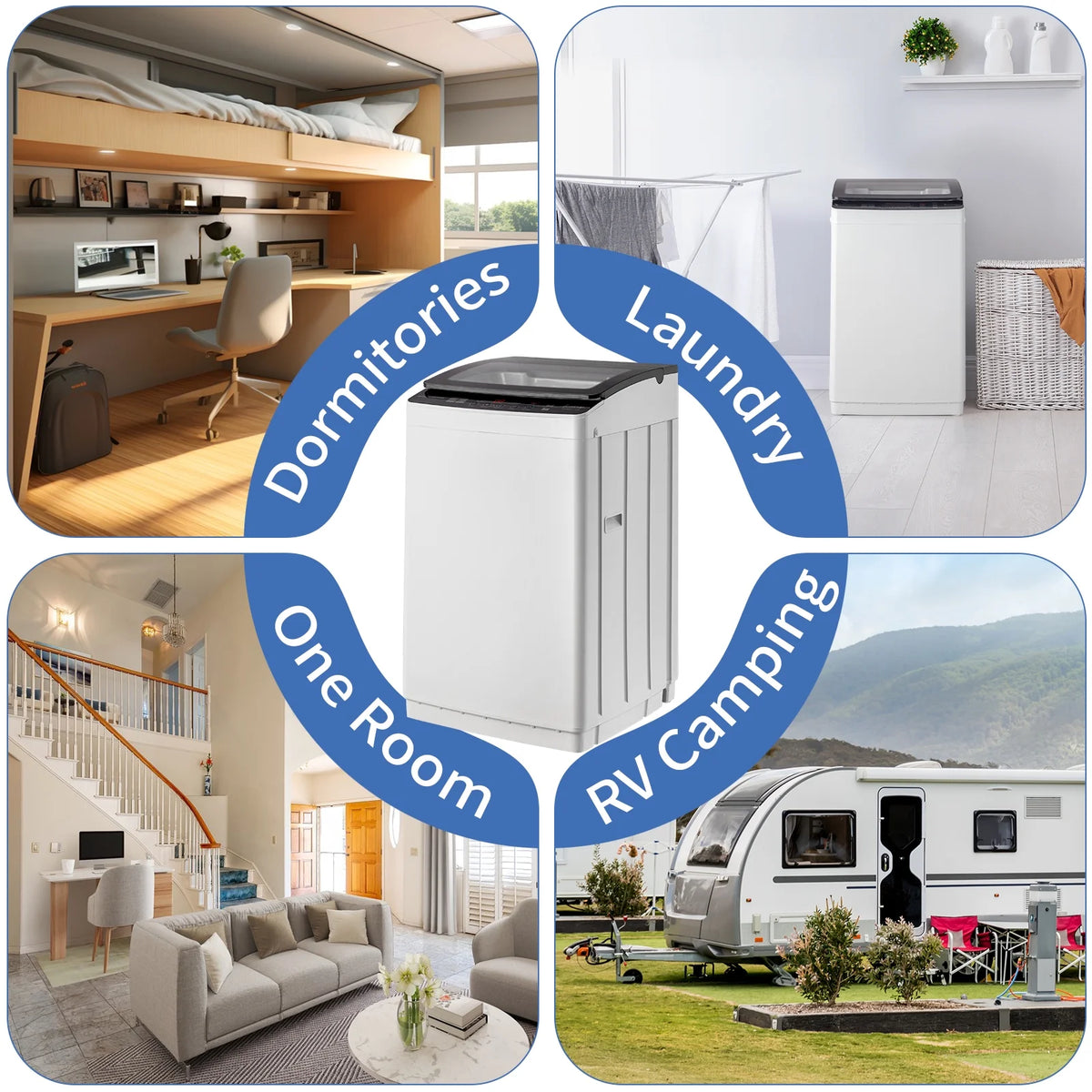 UbesGoo 15.6LBS Portable Washing Machine, Full-Automatic Electric Laundry Machine with Stainless Steel Drum,Compact Washer, Washer and Dryer Combo with Drain Pump for Apartment, Dorms, RV