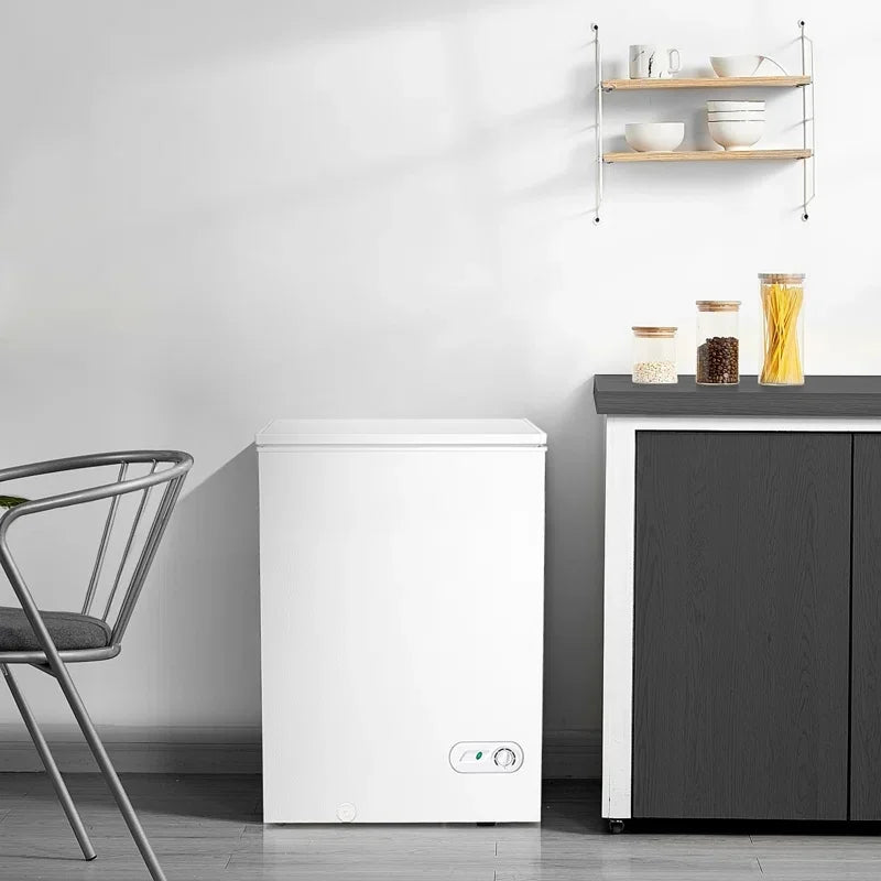 KNDKO 3.5cu.ft Compact Chest Freezer, Mini Freezer with Adjustable Temperature, 2 Removable Baskets, Top Open Door, Energy Saving, Black