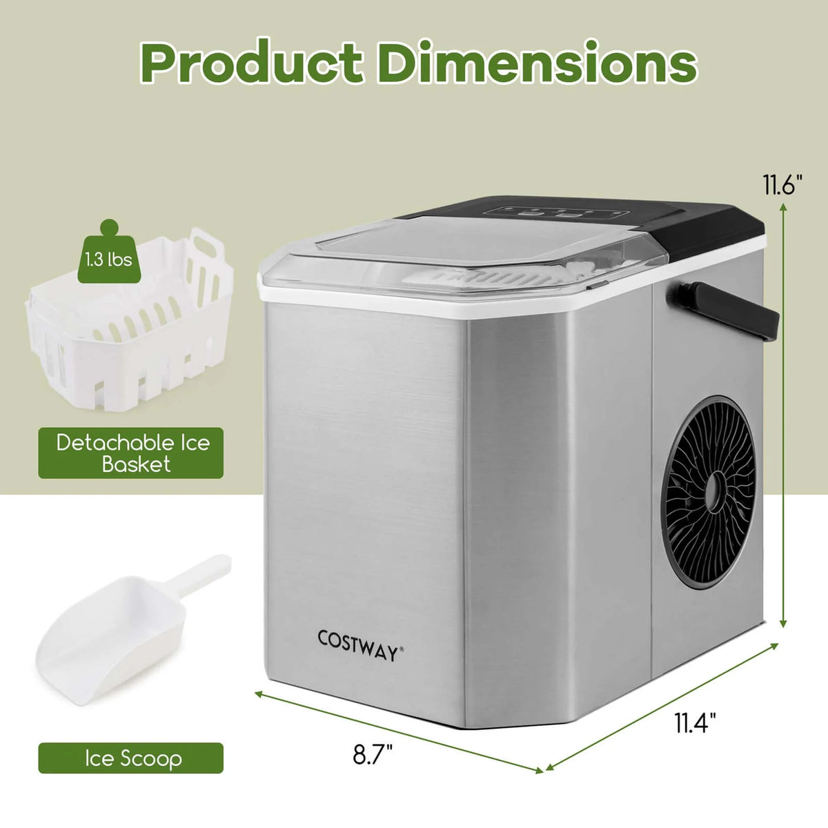 Costway Countertop Ice Maker Portable Ice Making Machine 6-13 Mins 9 Ice 26.5 lbs/24 Hrs Black