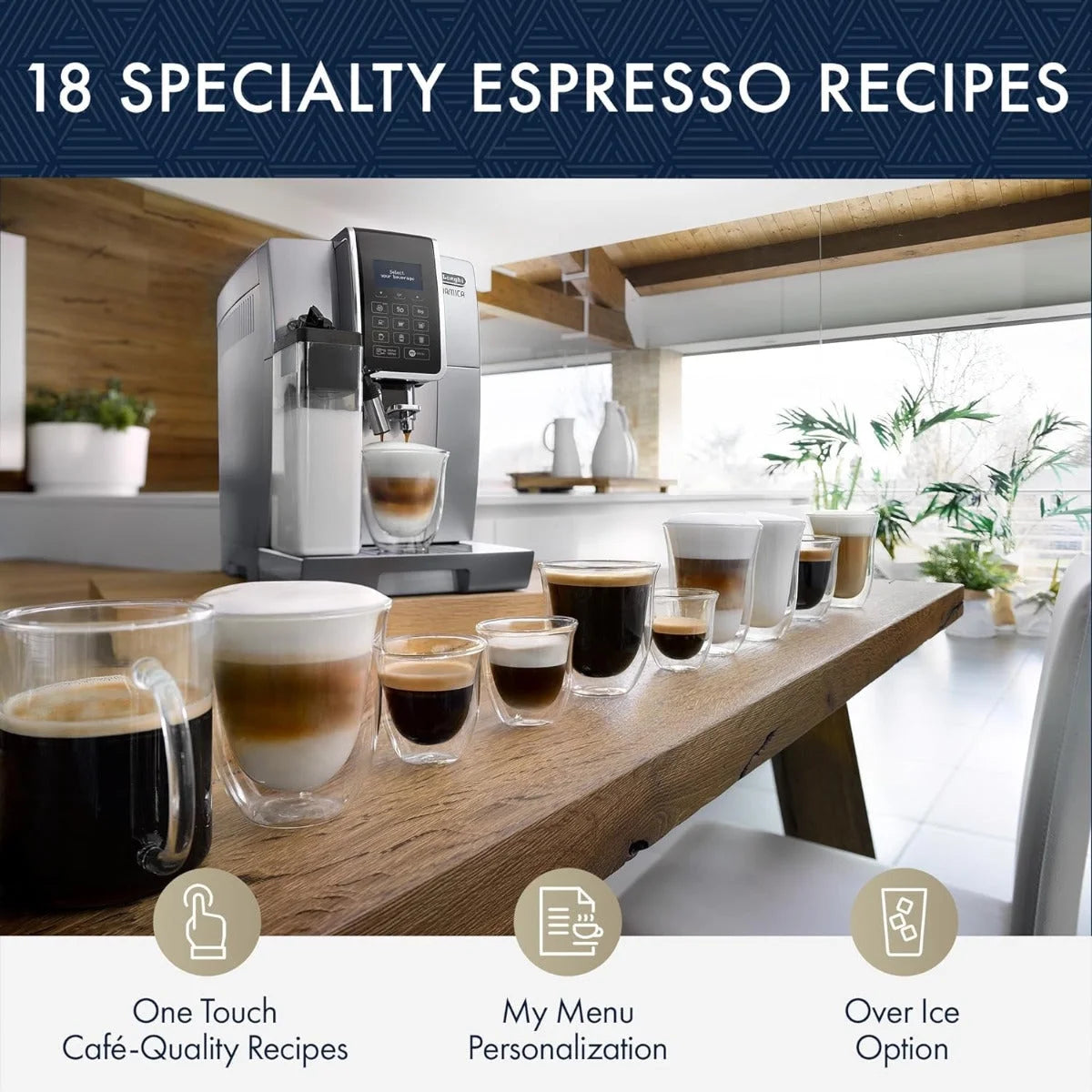 Restored DeLonghi Dinamica Automatic Espresso Machine w/ LatteCrema | 18 Recipes | ECAM35075SI (Refurbished)