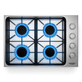 Resenkos 30/36 Inch Gas Cooktop with 4/6 Powerful Burners and ABS Knobs-30 inches, Convertible Gas Burner for Kitchen, Stainless Steel