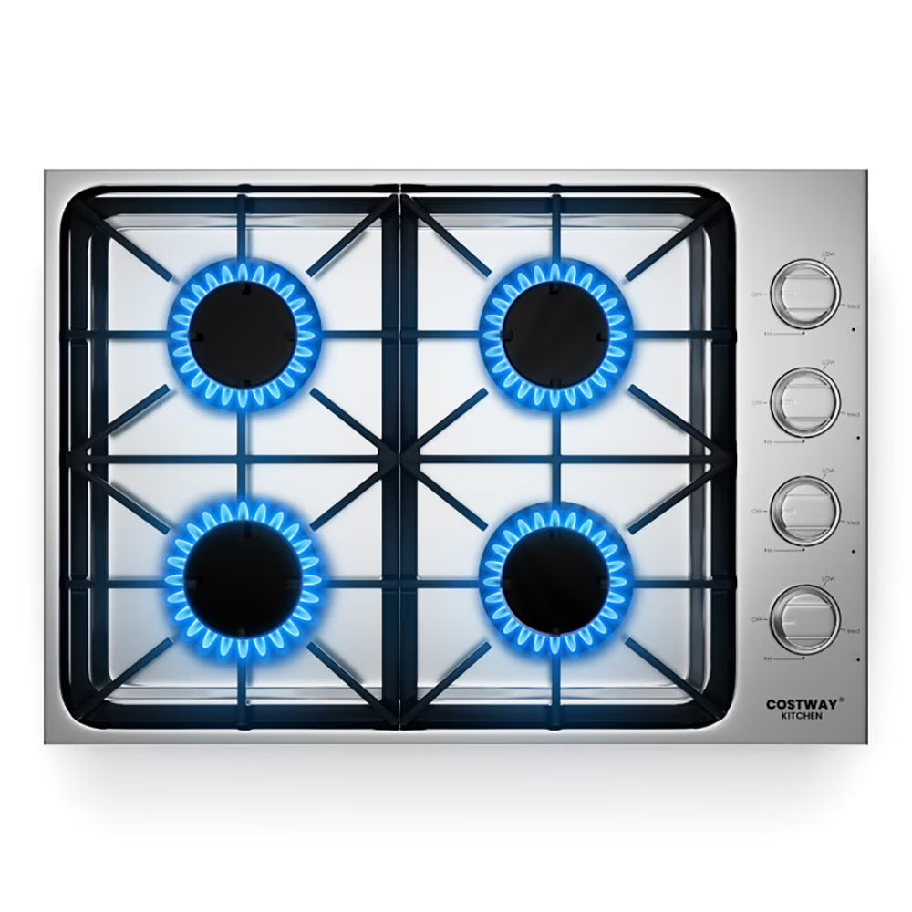Resenkos 30/36 Inch Gas Cooktop with 4/6 Powerful Burners and ABS Knobs-30 inches, Convertible Gas Burner for Kitchen, Stainless Steel
