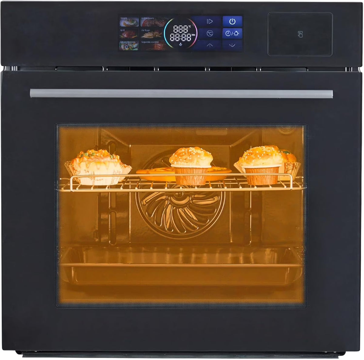 24" Built-in Electric Single Wall Oven, 2.47 Cu. Ft. Convection Wall Oven in Stainless Steel 3000W with 8 Baking Modes & 108 Automatic Recipes, Colorful LED Screen
