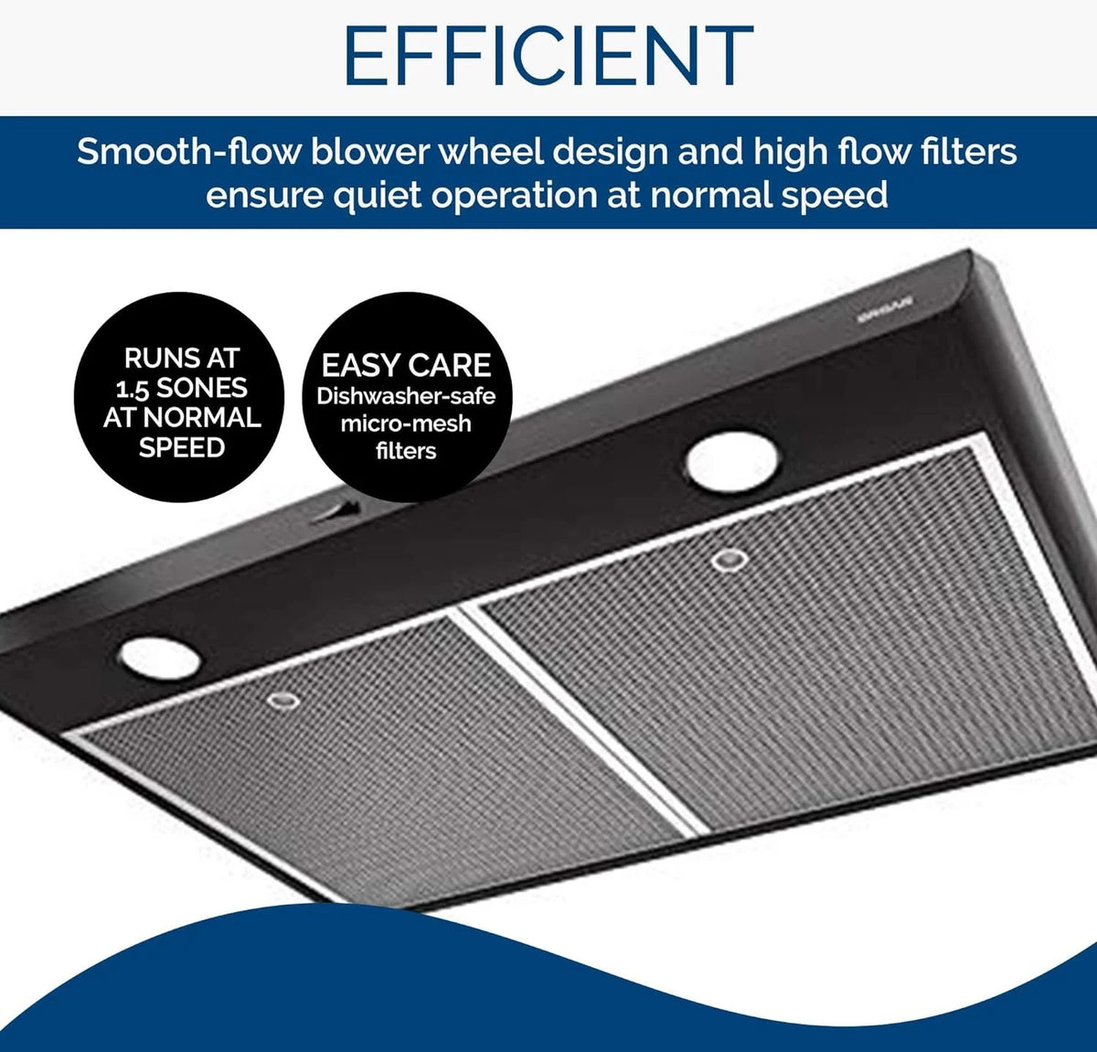 Broan-NuTone BKSH130BL Sahale 30-inch Under-Cabinet Easy Install 4-Way Convertible Range Hood with 2-Speed Exhaust Fan and Light, 300 Max Blower CFM, Black