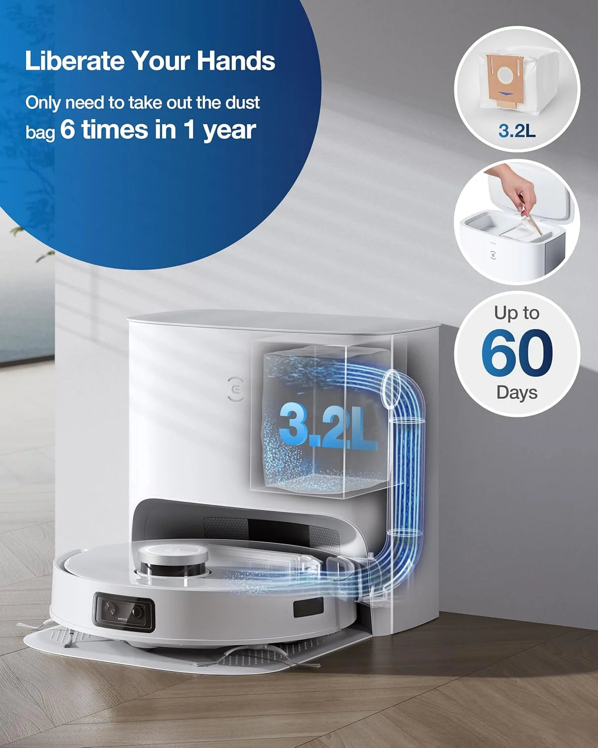 ECOVACS DEEBOT T10 PLUS Neo Robot Vacuum and Mop, Auto-Empty, AIVI 3.0, OZMO Pro 3.0 Oscillating Mopping, 3D Map, Air Freshener