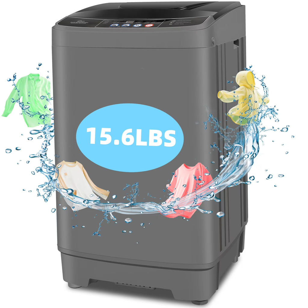 Veeboto Portable Washing Machine, 18.7Lbs Capacity Portable Washer with Drain Pump, 10 Wash Programs/8 Water Levels/LED Display, Full-Automatic Compact Laundry Washer for Apartment, Dorm, Home